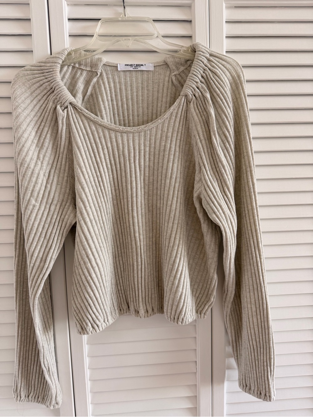 Project Social T Ribbed Scoopneck Sweater in Oatmeal